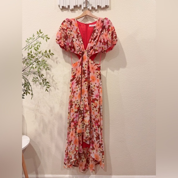 ASTR Jennell Maxi Dress in Brown Red Floral Size Small NWT - Picture 6 of 10